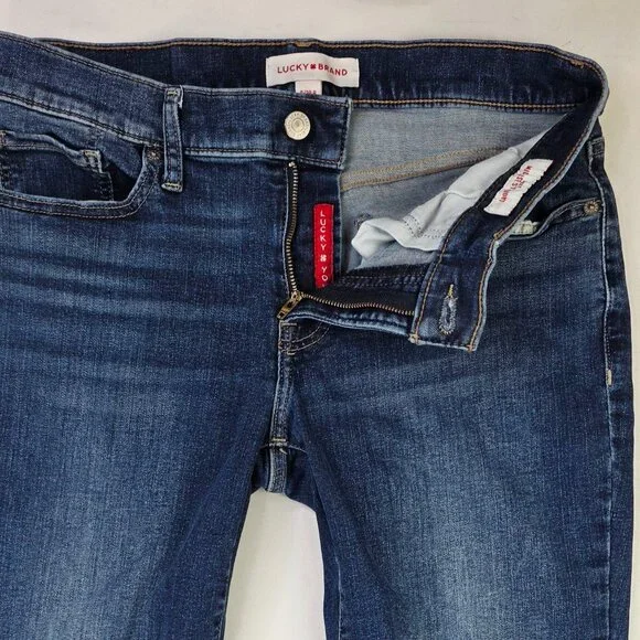 Lucky Brand Sweet Mid Rise Straight 29X32 Womens Size 8/29 Blue Denim Logo Jeans - Picture 12 of 14